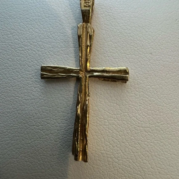 OOAK Artisan Handmade 14K Solid Yellow Gold Cross - Picture 2 of 4